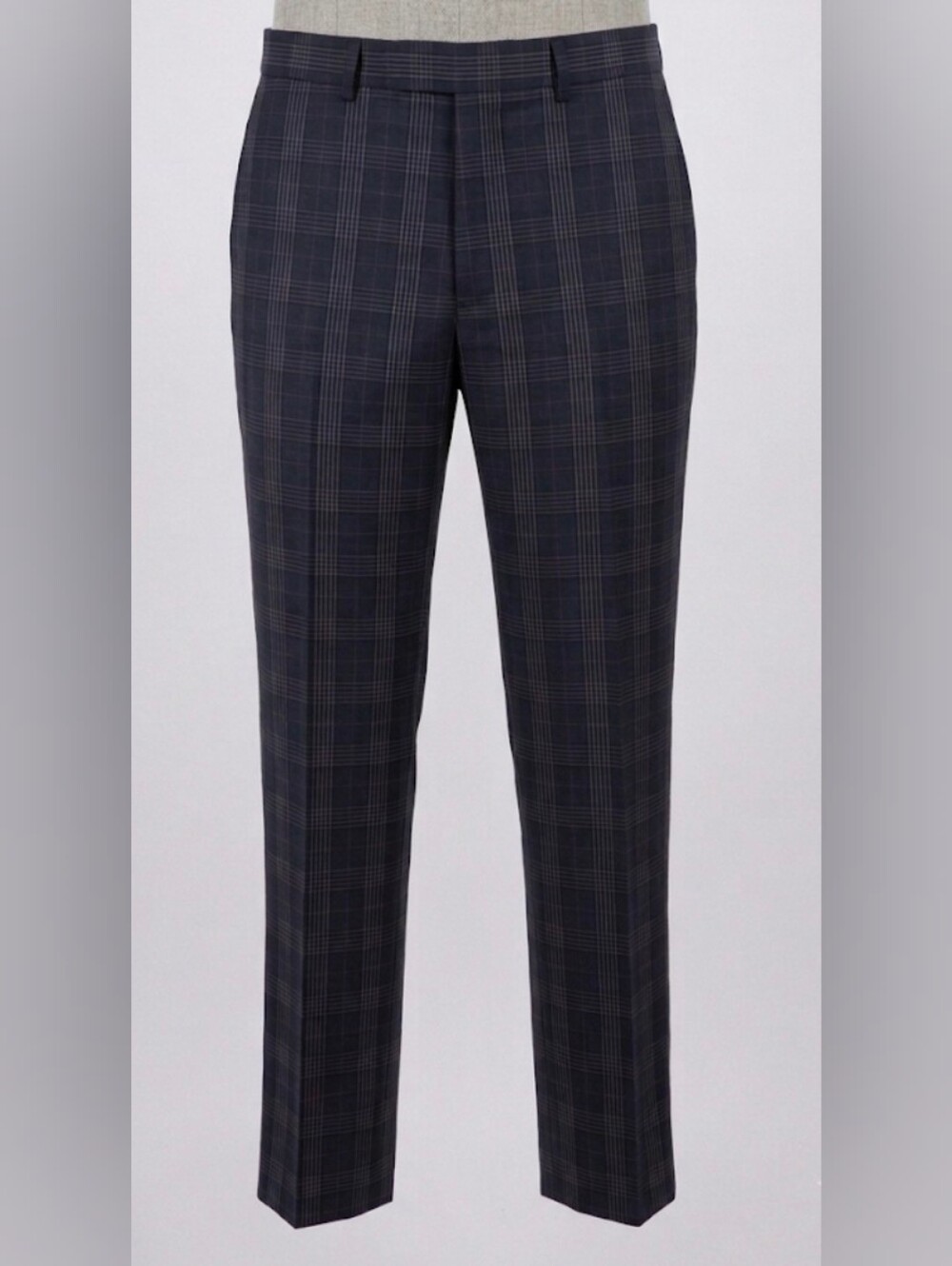 Tallia Mens Suit Pants 34x32 Navy Gray Burgundy Plaid Slim Fit Flat Front